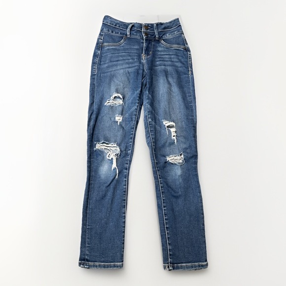 Wallflower Denim - Wallflower Jeans Womens Sz 0 Blue‎ Denim Pants Distressed Sassy High Rise 25x27